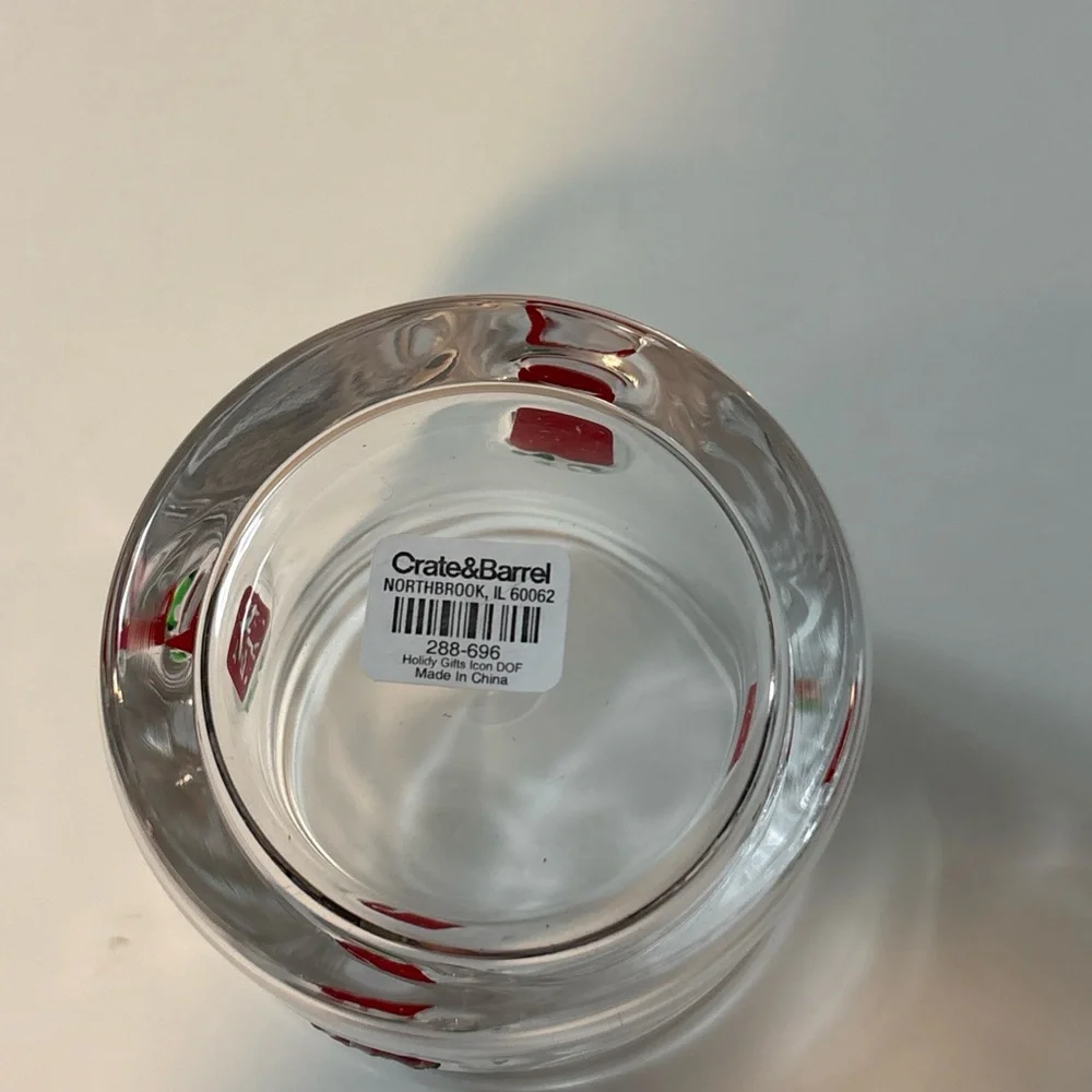 Crate & Barrel Candy Red Gifts Double Old Fashioned Drink Glass Halloween NWT